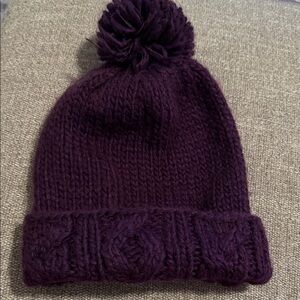 Purple Knit Pom-Pom Beanie
